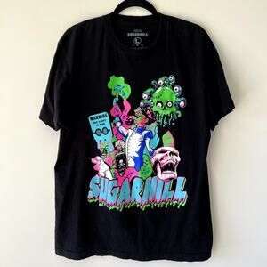 Sugarhill Mens Mad Scientist Stay Awake T-shirt Black Neon Size Large‎ Urban